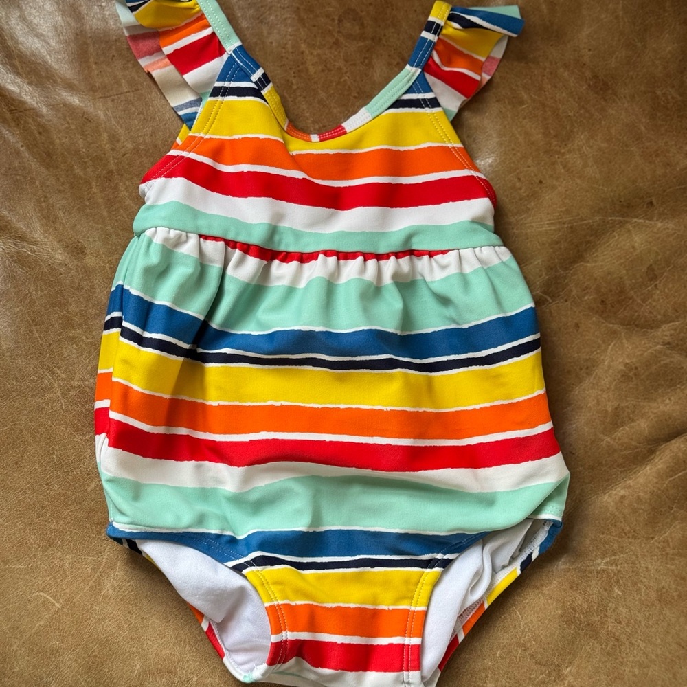 Hanna Andersson Multicolored rainbow swimsuit one piece